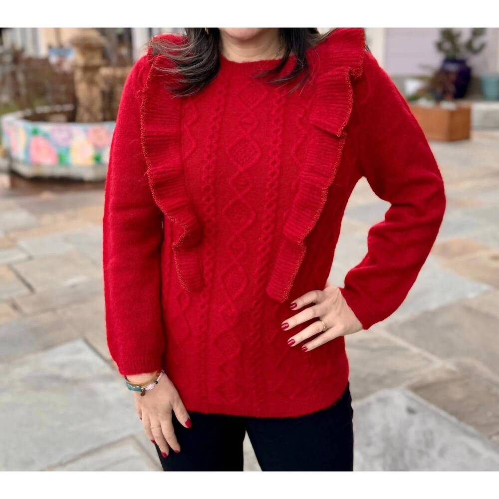 NEW SEE AND BE SEEN tunic sweater pullover top in red